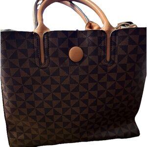 Chic Brown Patterned Tote Bag